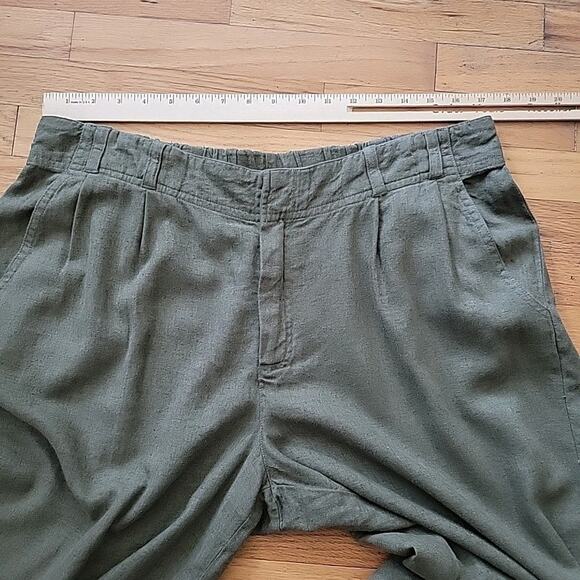 Coldwater Creek Wide Leg High Rise Linen Pants Olive Green Beachy Boho Lagenlook - Picture 6 of 12